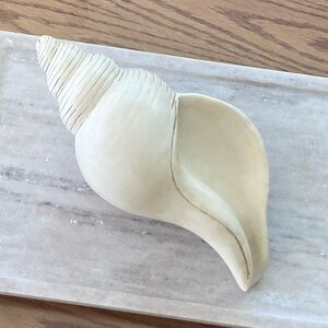 Large Vintage Cream Resin Sea Shell Sculpture - Home Art